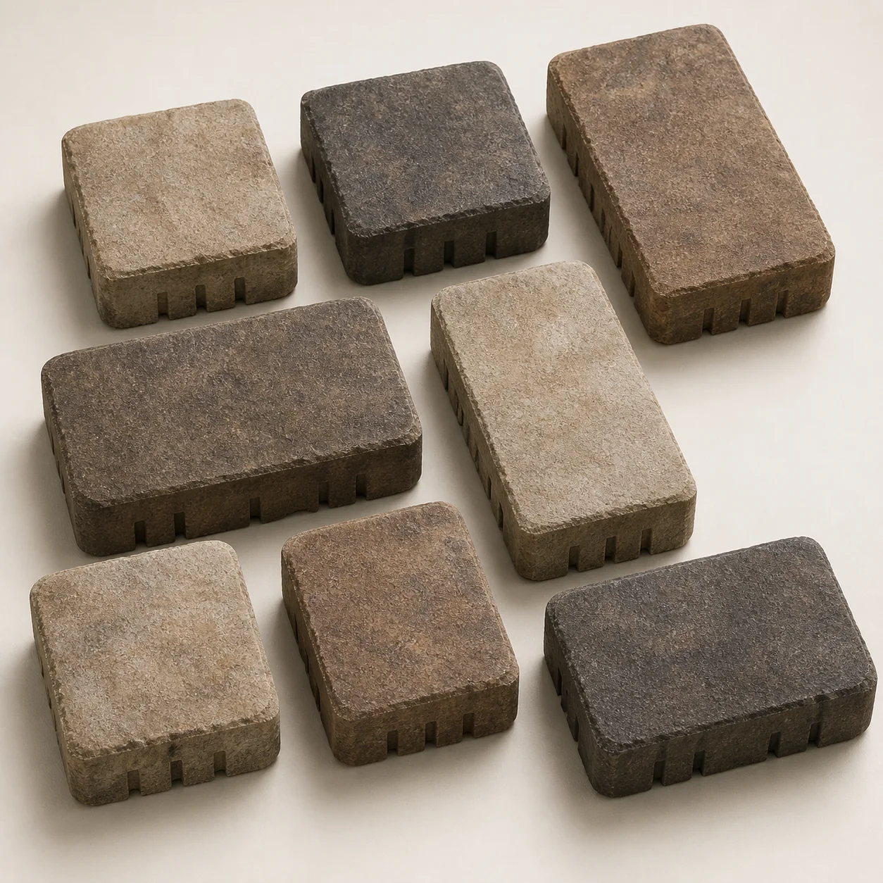 Flintstone paver collection with natural stone-inspired shapes and texture