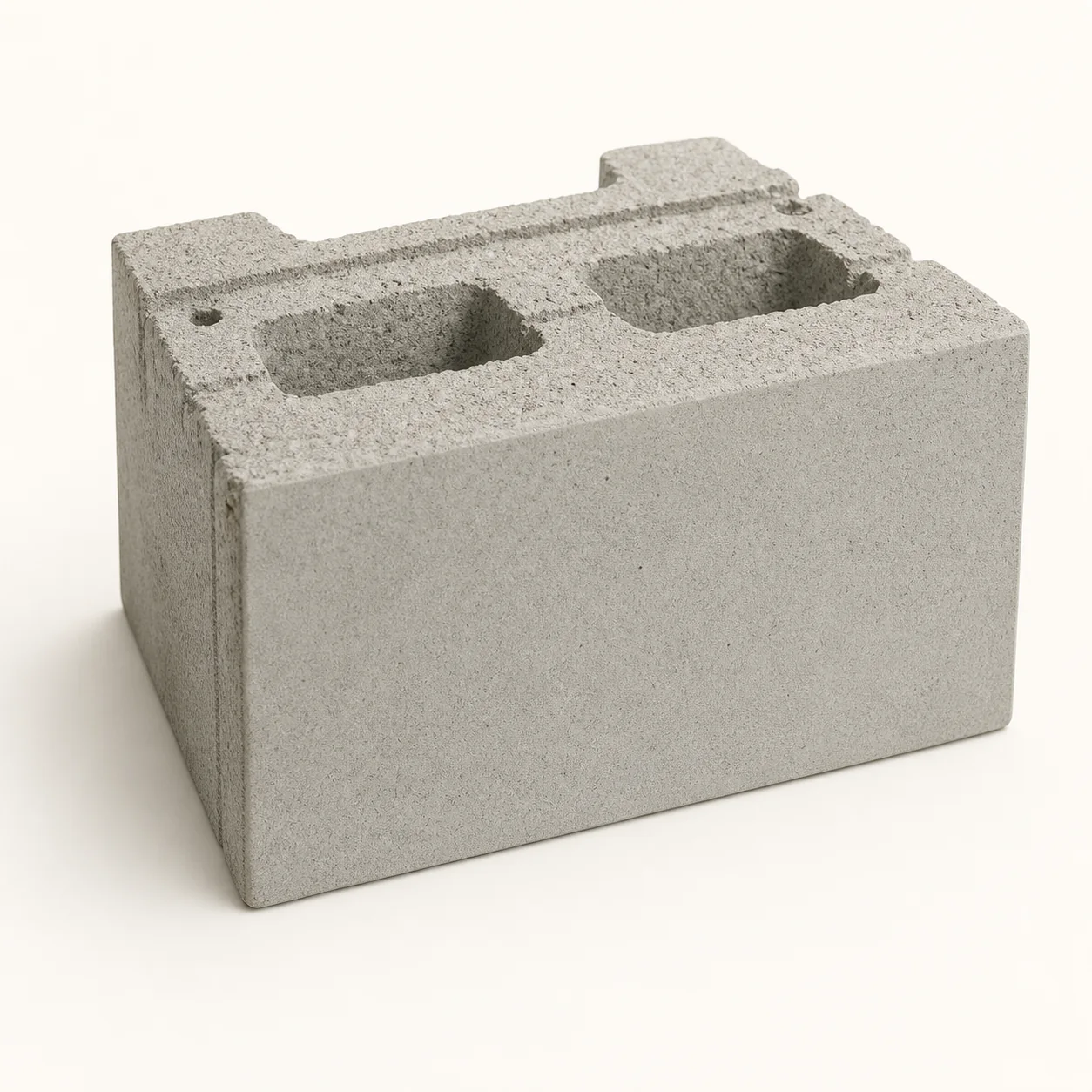 Reference-matched VERSA-LOK CleanCut Square Foot block with two irregular cores and original rear-step geometry