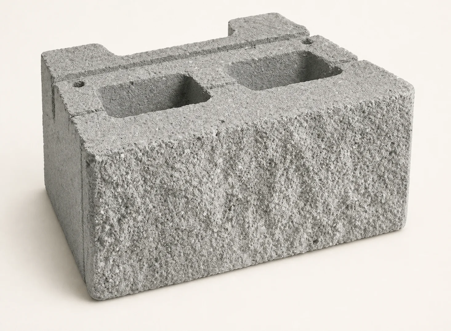 Reference-matched VERSA-LOK Split-Face Square Foot block with two irregular cores and original rear-step geometry